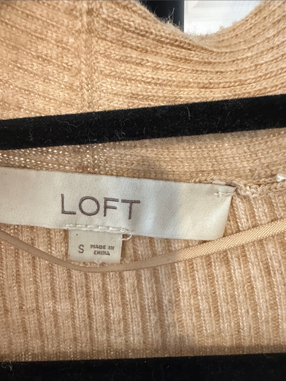 LOFT Long Open-Front Ribbed Cardigan - Tan - Picture 2 of 3
